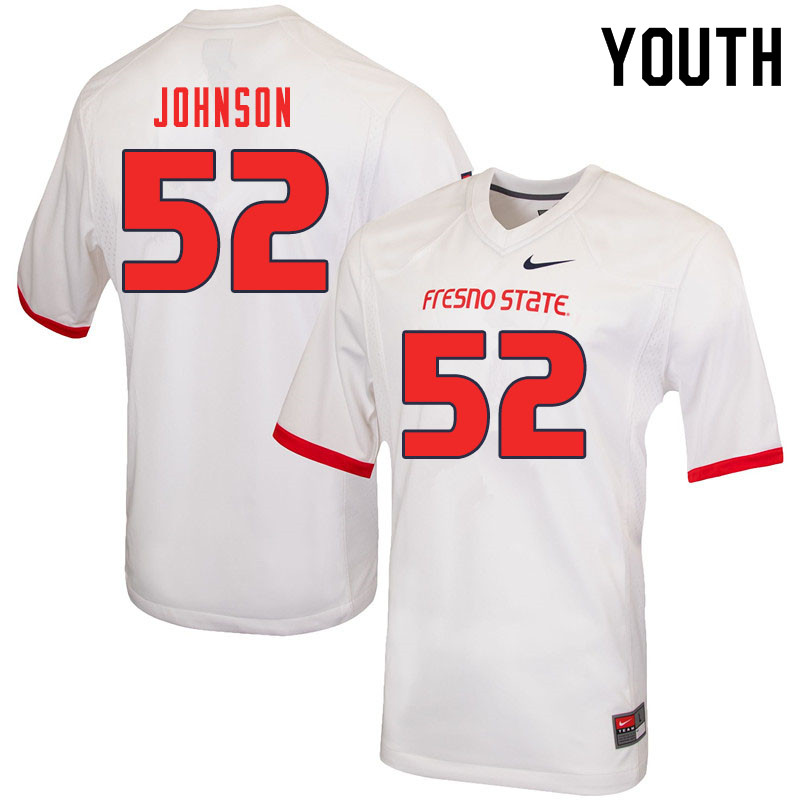 Youth #52 Da'Marcus Johnson Fresno State Bulldogs College Football Jerseys Sale-White - Click Image to Close